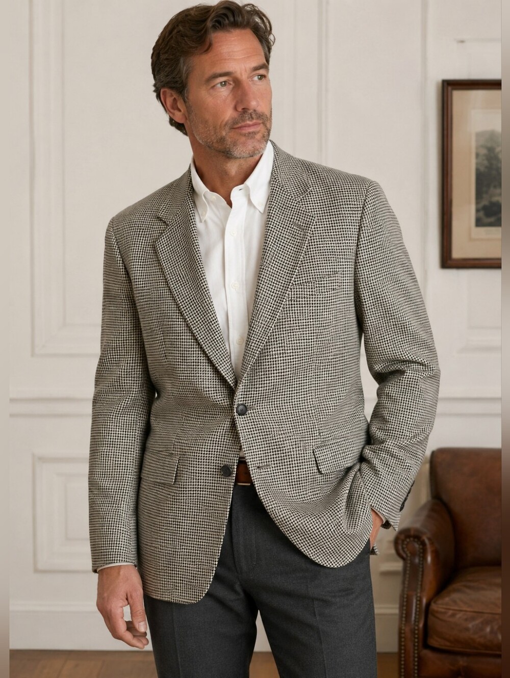 Chaps Ralph Lauren Wool Blazer Sport Coat Canada Houndstooth Vintage